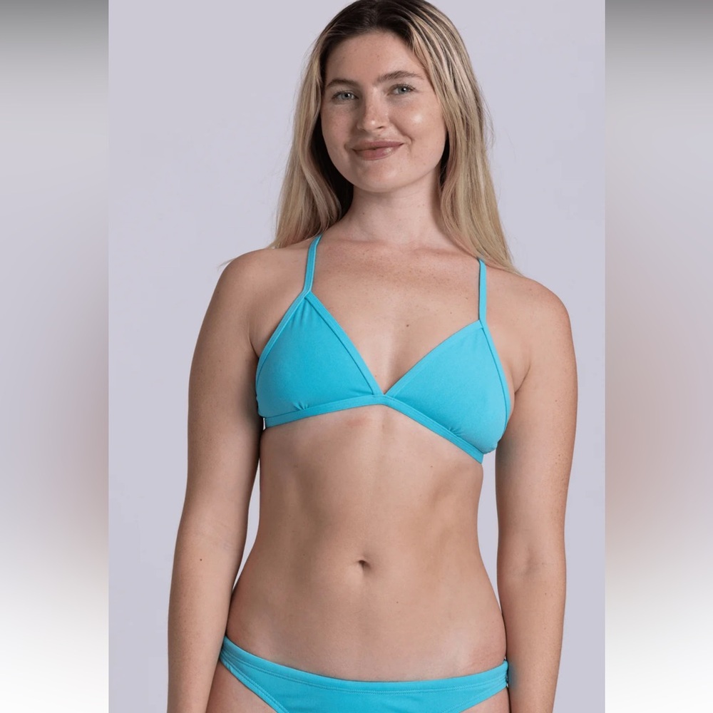 Jolyn Triangle Bikini Top - Teal, size Large
